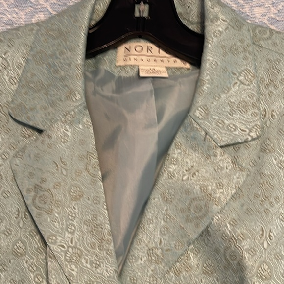 Vintage blazer and skirt set business aqua color size 14 - Picture 3 of 9